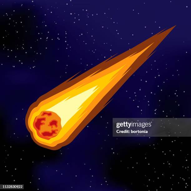 ilustraciones, imágenes clip art, dibujos animados e iconos de stock de icono del espacio del cometa - estrella fugaz