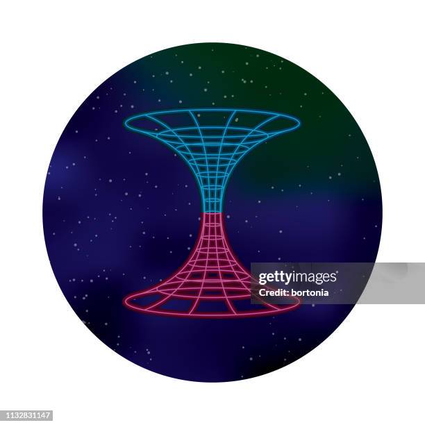 ilustraciones, imágenes clip art, dibujos animados e iconos de stock de icono de agujero de gusano espacial - onda gravitacional