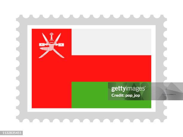 oman - postmark flag vector flat icon - muscat stock illustrations