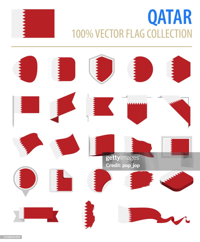 Qatar-bandera icono conjunto de vectores planos