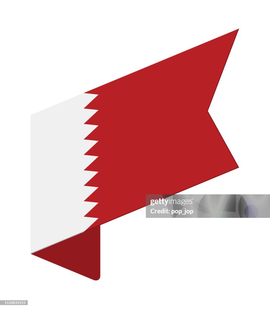 Qatar - Isometric Label Flag Vector Flat Icon