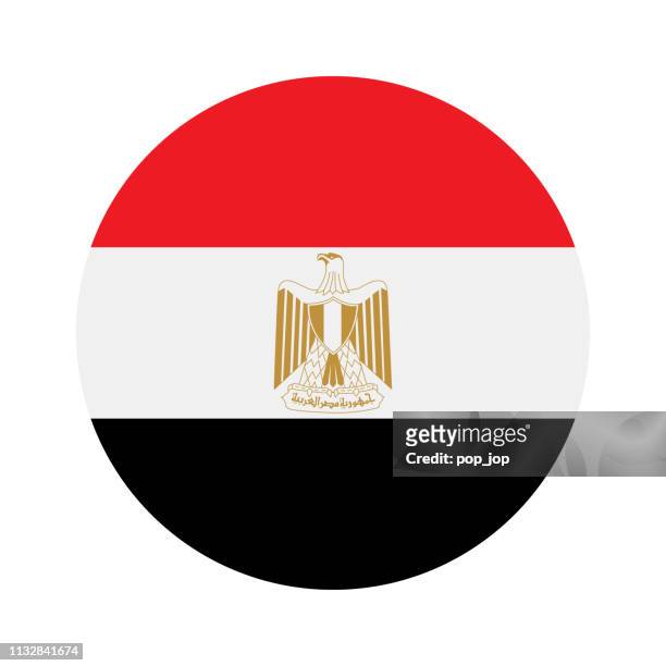ilustrações, clipart, desenhos animados e ícones de egipto-ícone liso do vetor da bandeira redonda - cairo