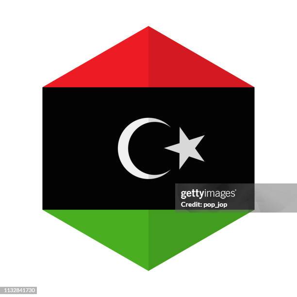 libya - hexagon flag vector flat icon - libya flag stock illustrations