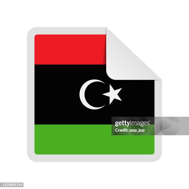 libya - square paper corner flag vector flat icon - libya flag stock illustrations