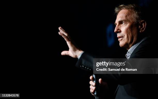 Actor Kevin Costner attends the 'Highwaymen' film by Netflix premiere at the Cine Capitol on March 25, 2019 in Madrid, Spain.