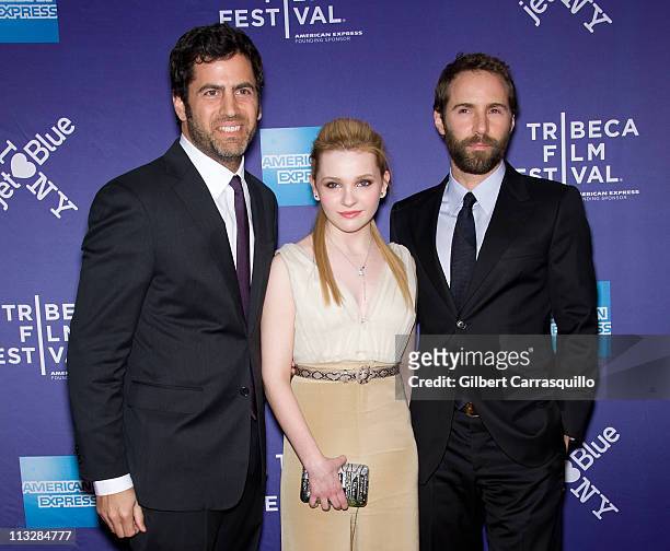 Director David M. Rosenthal, actors Abigail Breslin and and Alessandro Nivola attend the premiere of "Janie Jones" during the 10th Tribeca Film...