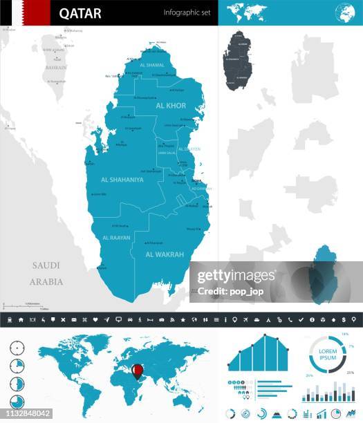 08 - qatar - murena infographic 10 - doha map stock illustrations