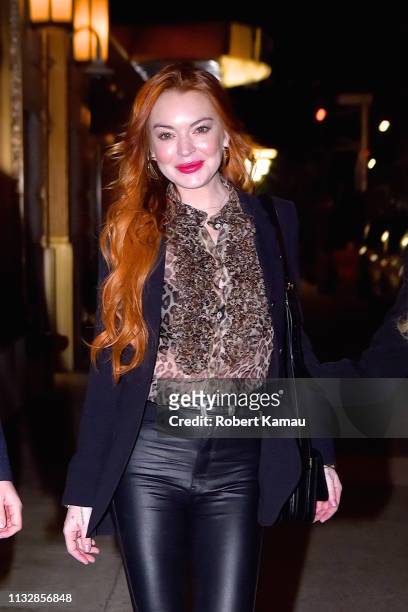 Lindsay Lohan is seen in Manhattan on March 25, 2019 in New York City.
