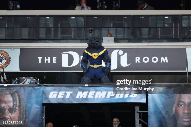 Grizz looks on during the game between the Oklahoma City Thunder and the Memphis Grizzlies on March 25, 2019 at FedExForum in Memphis, Tennessee....