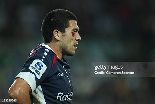 Mark Gerrard of the Rebels looks on during the round 11 Super Rugby match between the Waratahs and the Rebels at the Sydney Football Stadium on April...