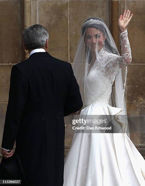 Catherine Middleton arrives with her father Michael Middleton to attend the Royal Wedding of Prince William to Catherine Middleton at Westminster...