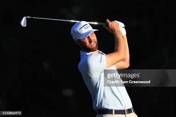 Chris Kirk plays his shot from the seventh tee during the first round of the Honda Classic at PGA National Resort and Spa on February 28, 2019 in...