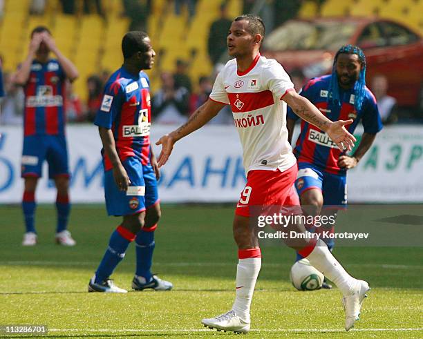 Ari of FC Spartak Moscow celebrates after scoring the opening goal during the Russian Premier League match between PFC CSKA Moscow and FC Spartak...