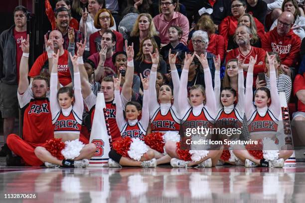 State Wolfpack Cheerleaders during the 2019 Div 1 Championship - Second Round college basketball game between the Kentucky Wildcats and the NC State...