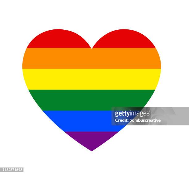 rainbow heartshape - gay wedding stock illustrations
