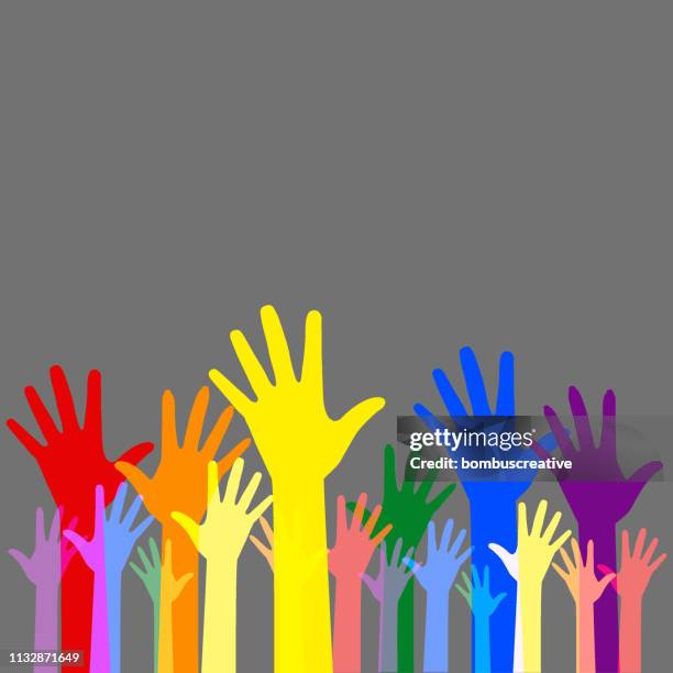 colorful hands - sea of hands stock illustrations