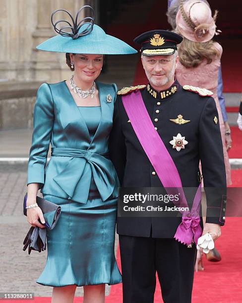 Crown Prince Philippe of Belgium and Princess Mathilde of Belgium arrive to attend the Royal Wedding of Prince William to Catherine Middleton at...