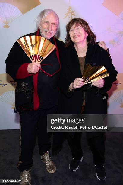 Actors Pierre Richard and Jane Birkin attend the 80th Kenzo Takada Birthday Party at Pavillon Ledoyen on February 28, 2019 in Paris, France.