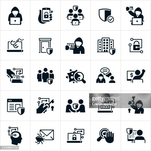 cybersecurity icons - guarding stock illustrations