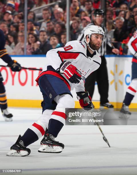 Brett Connolly of the Washington Capitals skates against the Buffalo Sabres during an NHL game on February 23, 2019 at KeyBank Center in Buffalo, New...