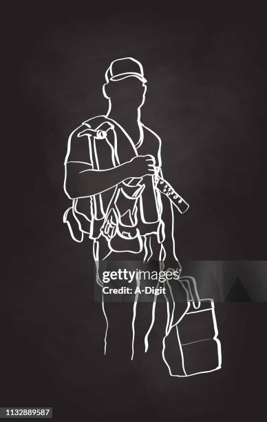 off to work construction framer - white baseball cap stock illustrations