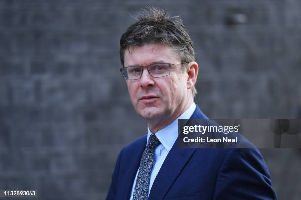 Secretary of State for Business, Energy and Industrial Strategy, Greg Clark arrives at Downing Street on March 26, 2019 in London, England. The...
