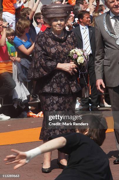 Queen Beatrix of The Netherlands celebrates Queens Day on April 30, 2011 in Weert, Netherlands.