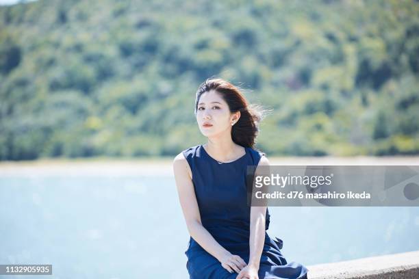 beautiful japanese women in her twenties - summer frock stock pictures, royalty-free photos & images