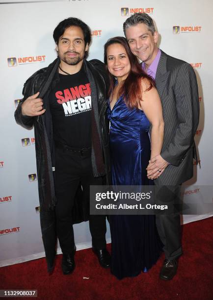Danny Arroyo, Joanie Miller and Jeremy Miller arrive for Pre-Oscar Soiree Hosted By INFOList.com and Birthday Celebration for Founder Jeff Gund held...