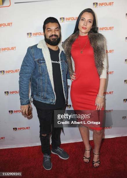 Adrian Dev and Kristi Tucker arrive for Pre-Oscar Soiree Hosted By INFOList.com and Birthday Celebration for Founder Jeff Gund held at SkyBar at the...