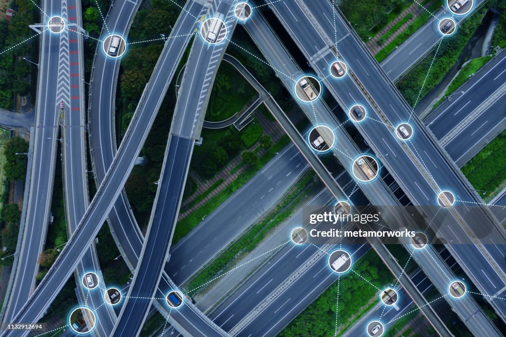 Traffic Controllers Network Communication Network Of Transportation Concept Traffic Control System ...