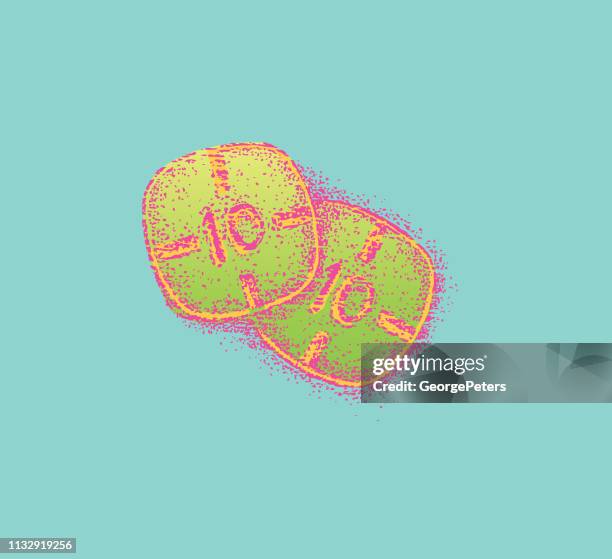 illustrations, cliparts, dessins animés et icônes de deux pilules adderall colorées avec la technique d'image grunge - tdah