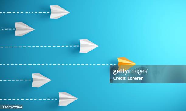 leadership concept with paper airplanes - best stock pictures, royalty-free photos & images