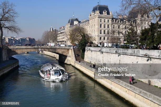 View on the historic areas of Paris, on the banks of the Seine, listed as a UNESCO World Heritage Site in Paris on February 25, 2019 in Paris, France.