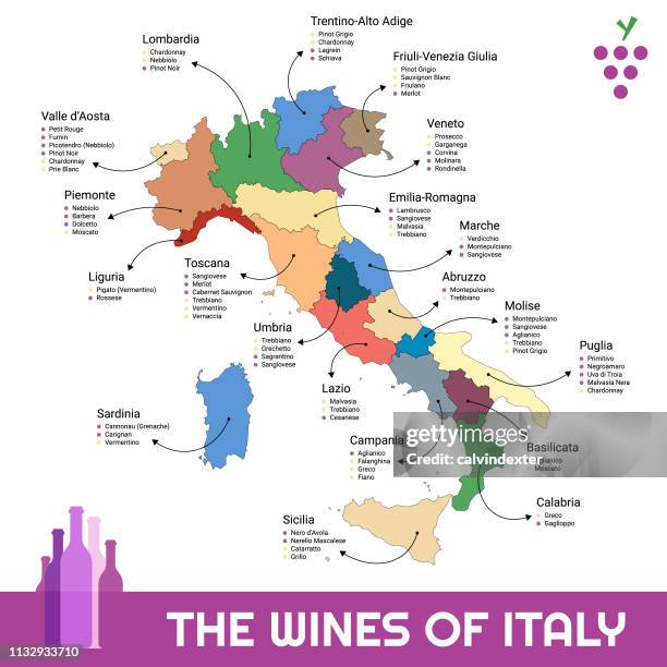 illustrations, cliparts, dessins animés et icônes de carte des vins de l'italie et de ses régions - pouille