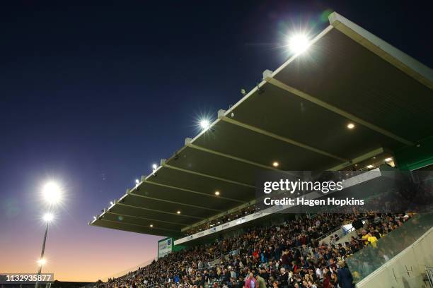 General view of Central Energy Trust Arena during the round three Super Rugby match between the Hurricanes and the Brumbies at Central Energy Trust...