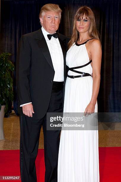 Donald Trump and his wife Melania Trump arrive for the White House Correspondents' Association dinner in Washington, D.C., U.S., on Saturday, Aprill...