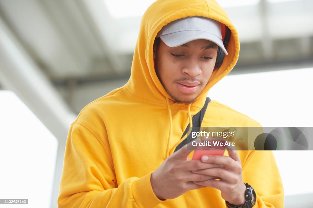 Young man using smartphone