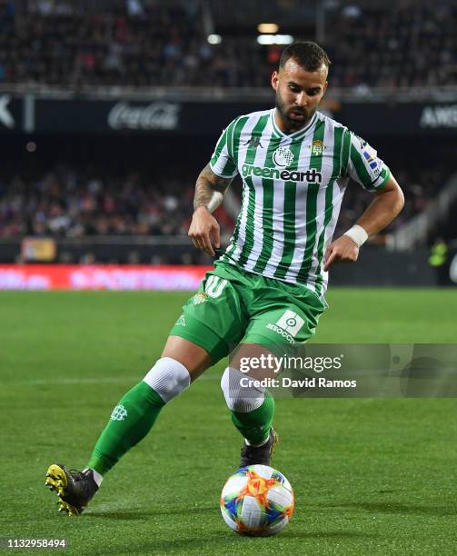 Jese Rodriguez of Real Betis runs with the ball during the Copa del Semi Final match second leg between Valencia and Real Betis at Estadio Mestalla...