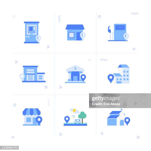 navigation icon set - mall map stock illustrations