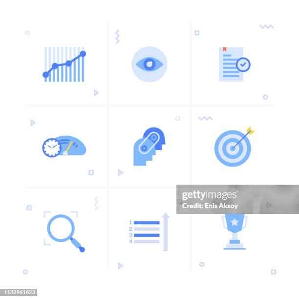 performance management icon set - blackout stock illustrations