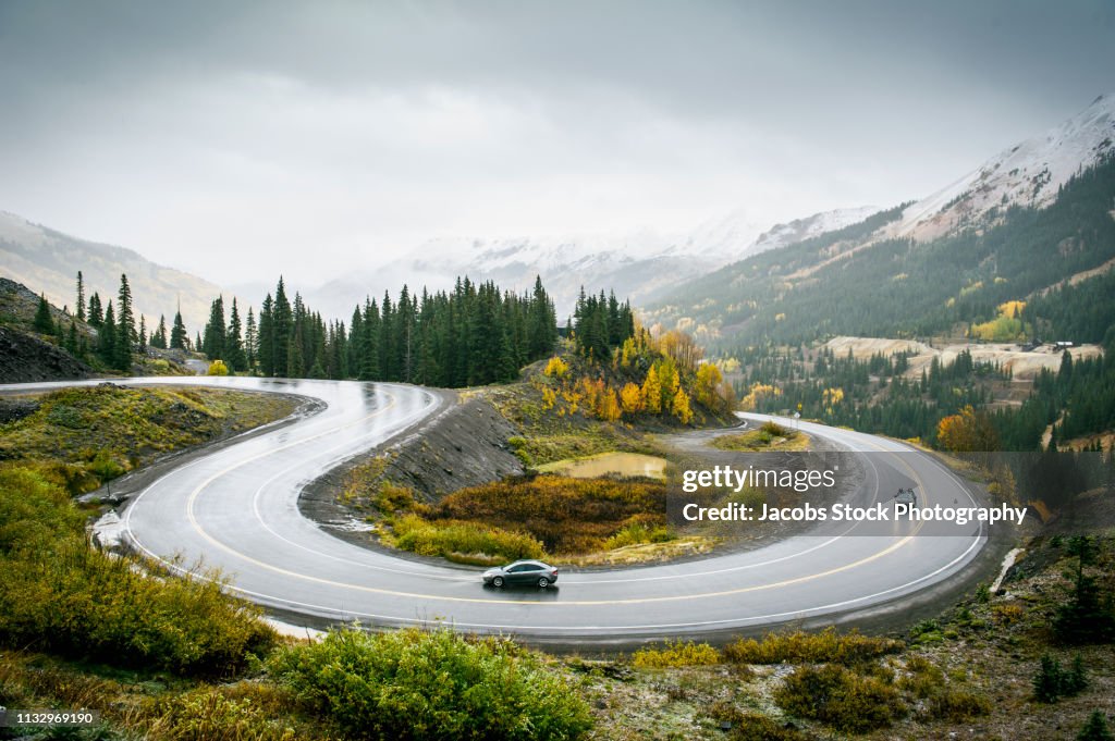 Vehicles on Mountain Road