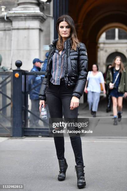 Isabeli Fontana is seen leaving Redemption fashion show during Paris Fashion Week Womenswear Fall/Winter 2019/2020 on February 28, 2019 in Paris,...