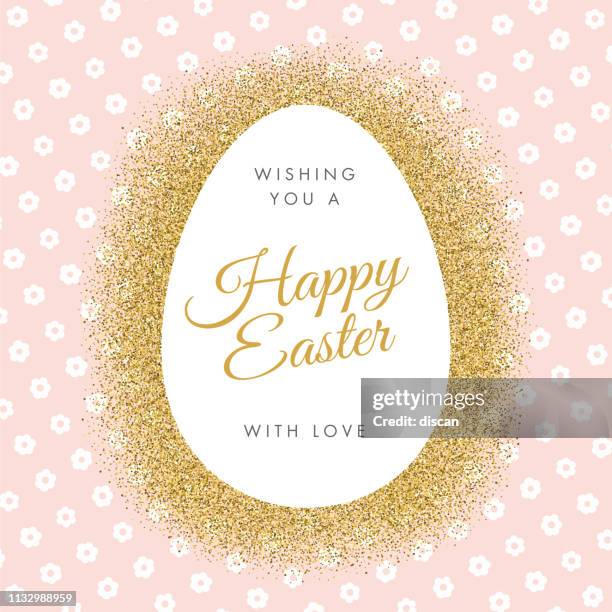easter greeting card with egg on glitter background. - easter egg pattern vector stock illustrations