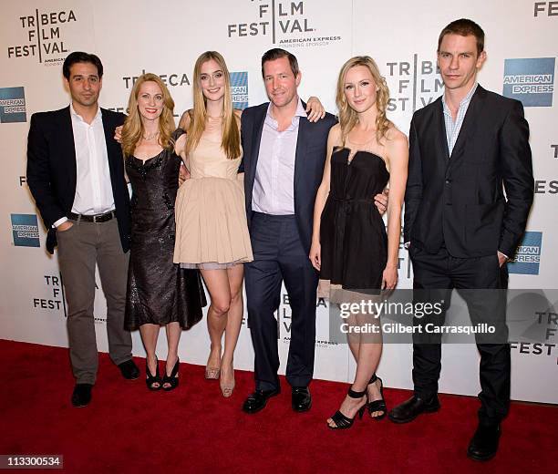 Actors Johnny Solo, Marsha Dietlein Bennett, Caitlin Fitzgerald, director Edward Burns, actors Kerry Bishe and Dara Coleman attend the premire of...