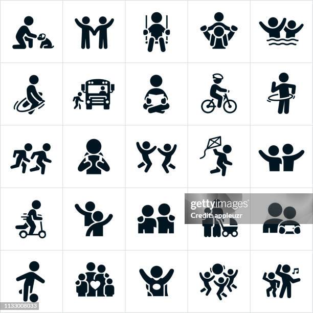 stockillustraties, clipart, cartoons en iconen met kinderen iconen - kind