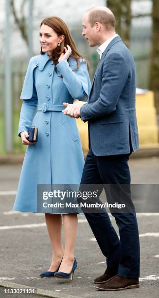 Catherine, Duchess of Cambridge and Prince William, Duke of Cambridge visit St Joseph's SureStart Facility on February 28, 2019 in Ballymena,...