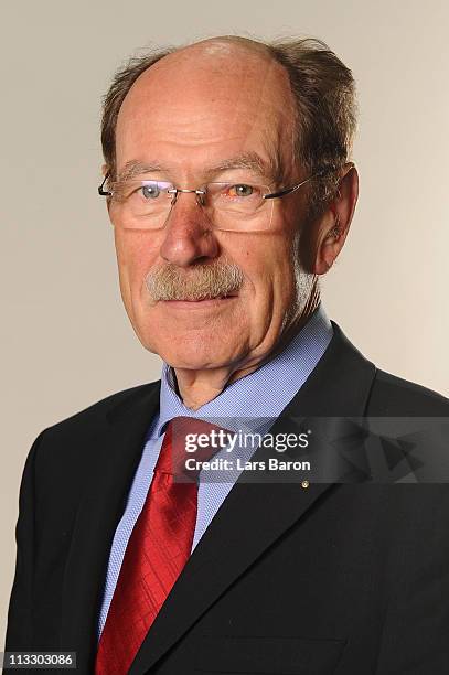 Herbert Roesch poses during a German Football Association chair and board photocall at DFB headquarter on April 29, 2011 in Frankfurt am Main,...
