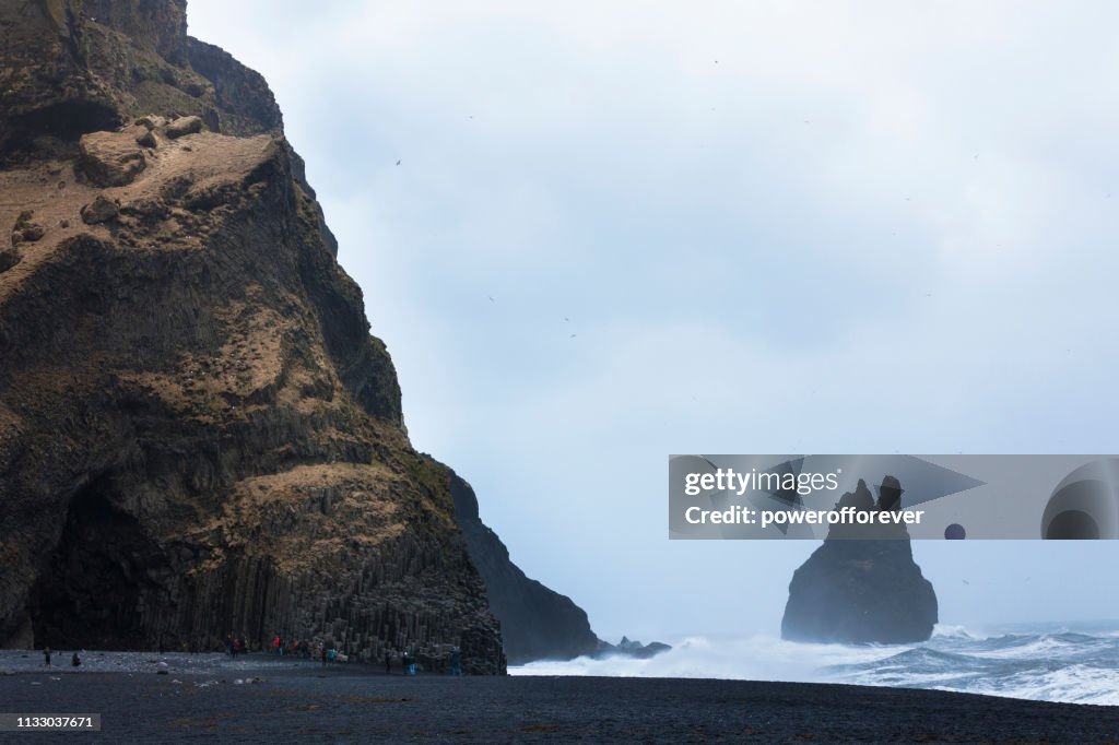 Basalt Cliffs at Reynisdrangar in Iceland