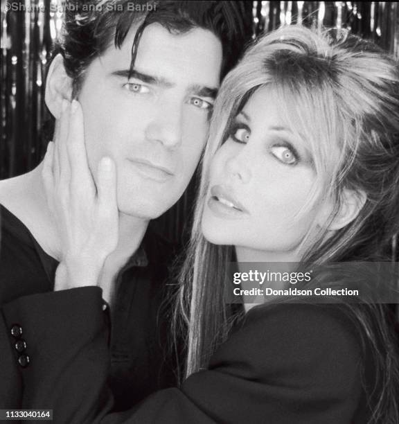 Shane Barbi of The Barbi Twins and her husband Ken Wahl pose for a portrait in circa 1997.